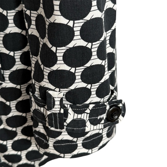 Ambition Women's Collared, Tie Waist Belt, Black and White Polka Dot Trench Coat - Picture 3 of 11